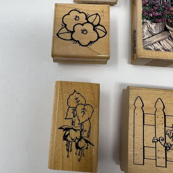 Spring Rubber Stamp Lot Flowers Floral Cluster Grapes Rain Sun Pansy Rose Bird - Picture 8 of 16
